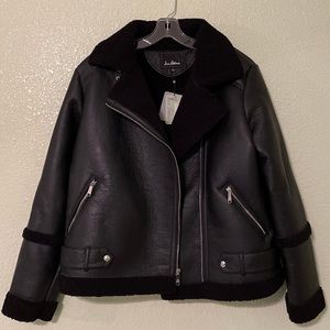 NWT shearling oversized moto jacket